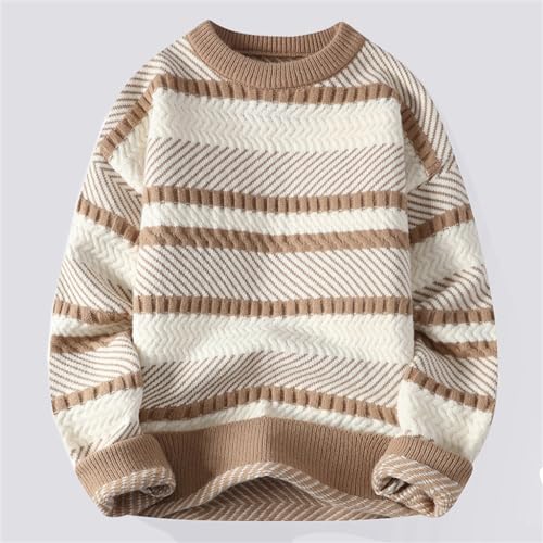 Striped Sweater for Men's Autumn and Winter Thick Knit Sweater, Thick Sweater, Soft and Sticky Base Sweater(X-Large)2