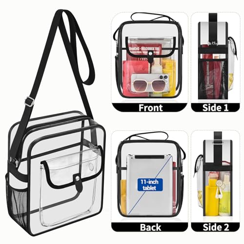 Image of SPODEARS Clear Crossbody Bag for Stadium, Concert, Festival & More - Adjustable Shoulder Strap & Bottle Holder