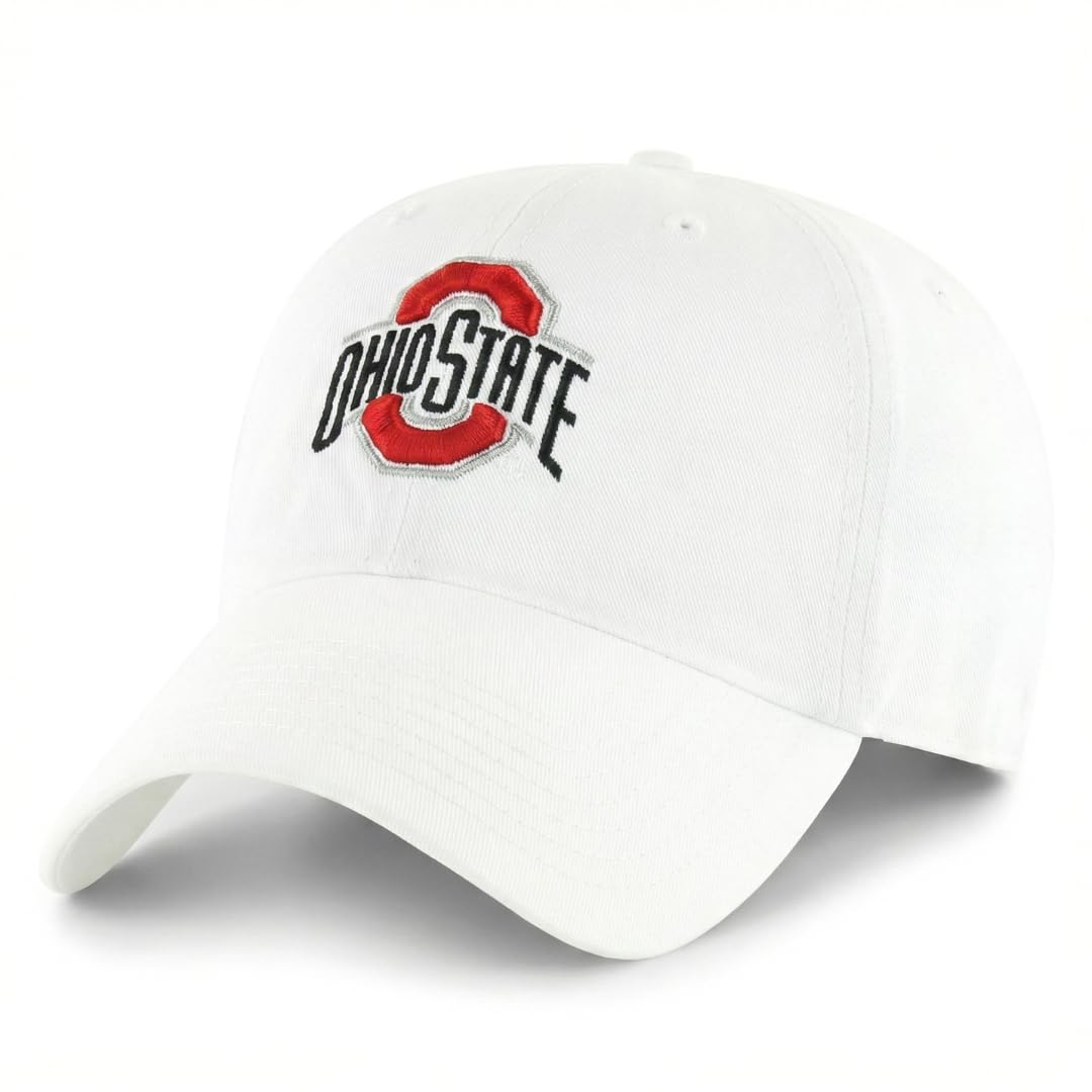Officially Licensed Ohio State White MVP Hat Classic Primary Team Logo Adjustable Embroidered Structured Cap