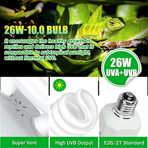 NEPTONION UVA UVB 10.0 Reptiles Bulb, 26W Dual-Threat UV Light Bulb, Compact Fluorescent Lamp, Suitable for Desert Reptiles - Image 3