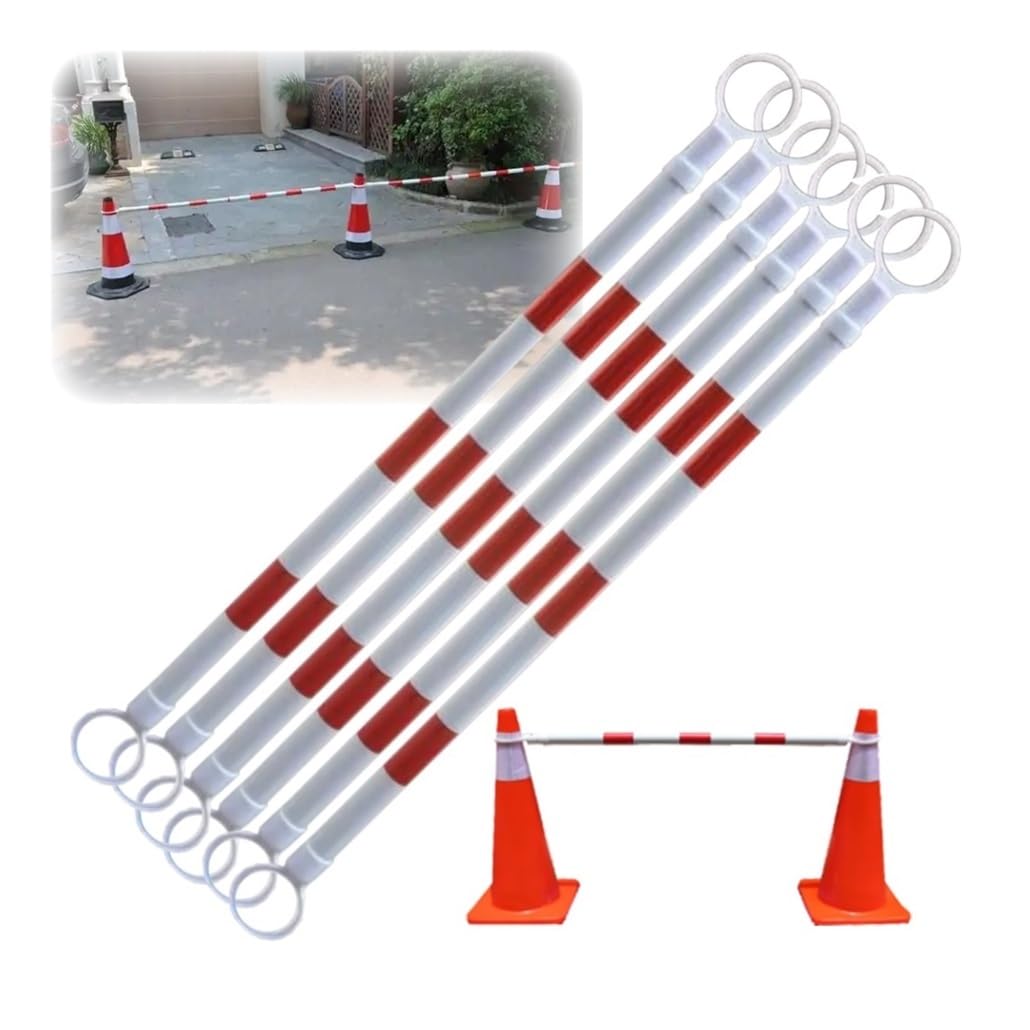 6 Pack Retractable Lightweight Traffic Cone Bars from 4.1 to 6.56 Ft, Expandable Safety Cone Bars for Road Construction(Red and White)