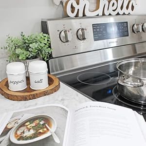 Auldhomedesignsaltandpeppershakersetwhiterusticenamelwareretrovintagestyleshakerset Urban Country Home Decor Auldhome design salt and pepper shaker set white rustic enamelware retro vintage style shaker set urban country home decor