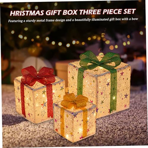 Boîtes éclairées de Noël 3pcs intérieures et extérieures avec télécommande - 7