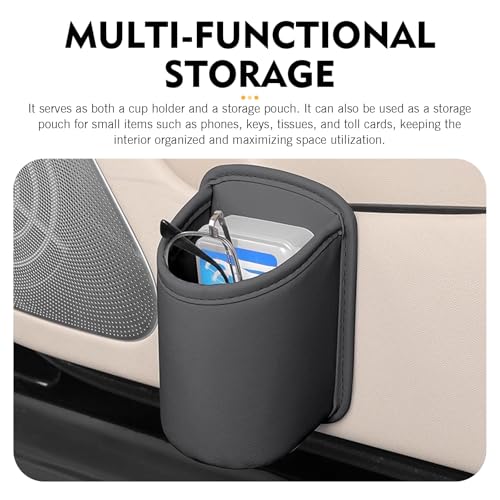 Portavasos para asiento trasero de cuero negro miniatura 7