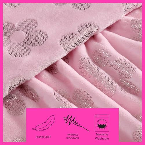 Image of Betsey Johnson - Blanket, Buttery-Soft Throw Blanket for Couch or Bed, Boldly Plush & Oversized Bedding (Retro Daisy Pink, 50 inch x 70 inch)