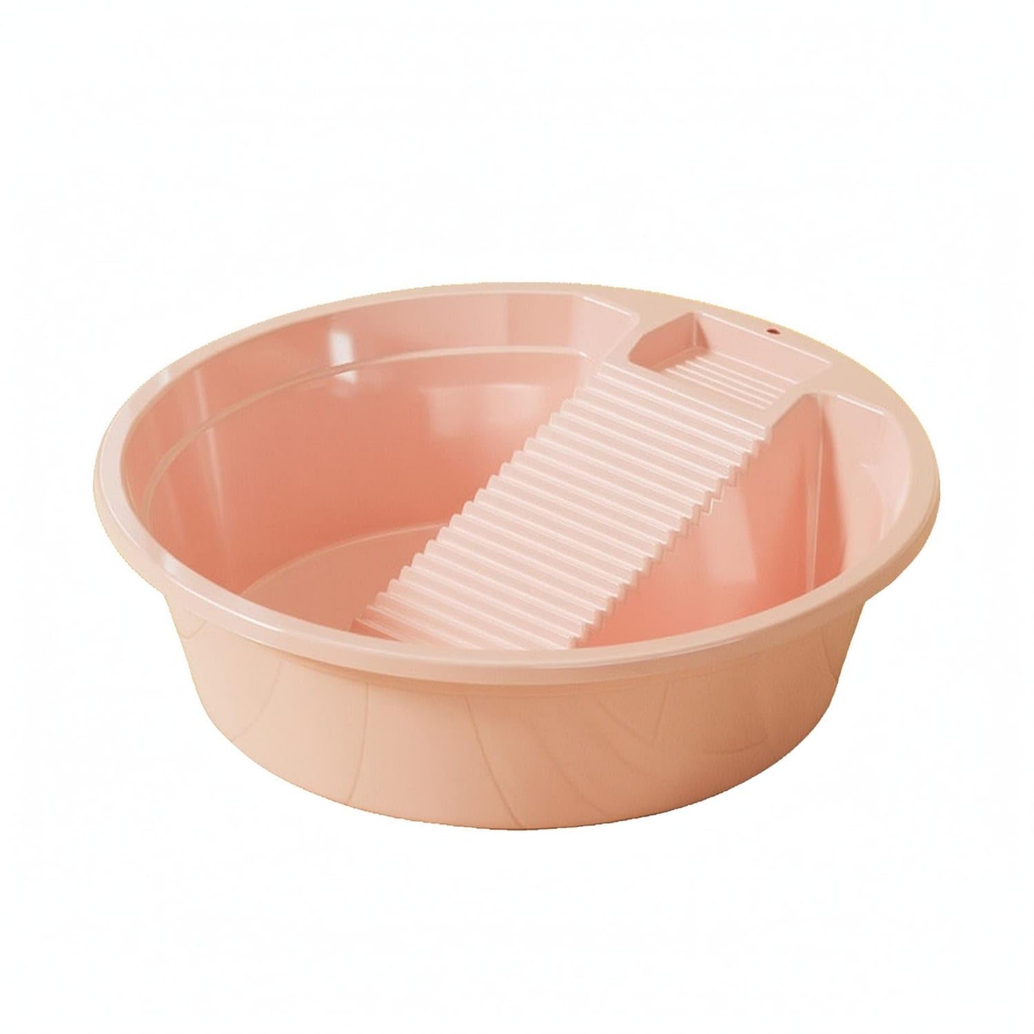BNF® Slanted Scrub Board Washboard Basin Built-in Soap Dish Hand Wash Tub One-Piece Round Wash Basin Ribbed, Pink, M-image-20