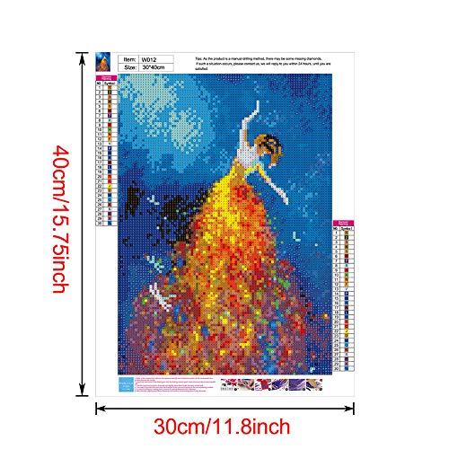 Wowdecor 5D Diamond Painting Diamond Painting schilderij, ballet, meisjes, gouden jurk, libelle, volledige set, groot… - Image 4
