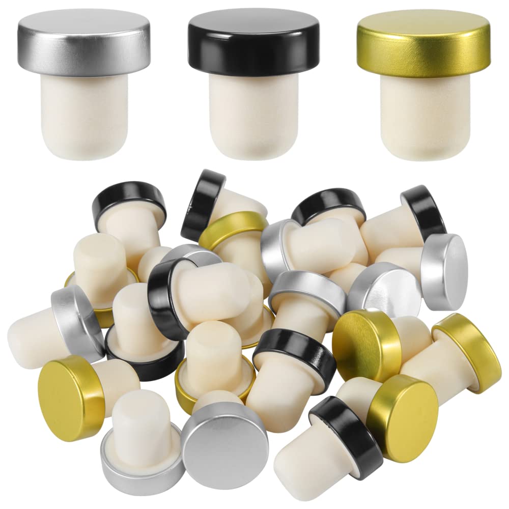 Tifum T-Shaped Wine Stopper, 24Pcs Cork Wine Stopper Reusable Sealing Plug Bottle Cap Wine Bottle Stopper Cork for Wine Beer Beverage Bottles DIY Craft