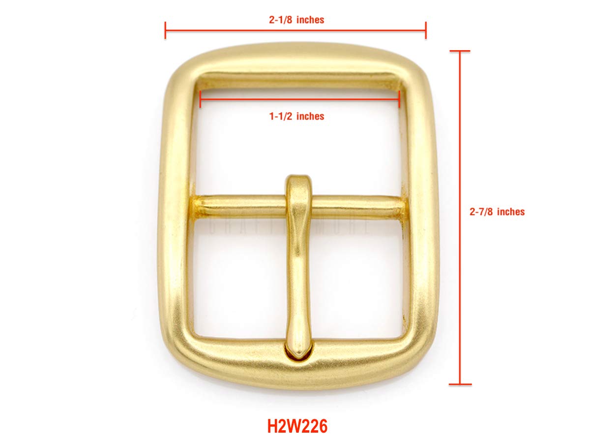 CRAFTMEMORE - Fibbia per cintura in ottone massiccio da 1,5 cm, con fibbia quadrata per la sostituzione, fai da te in pelle, modello SCBB (1-1/2 pollici, H2W226)