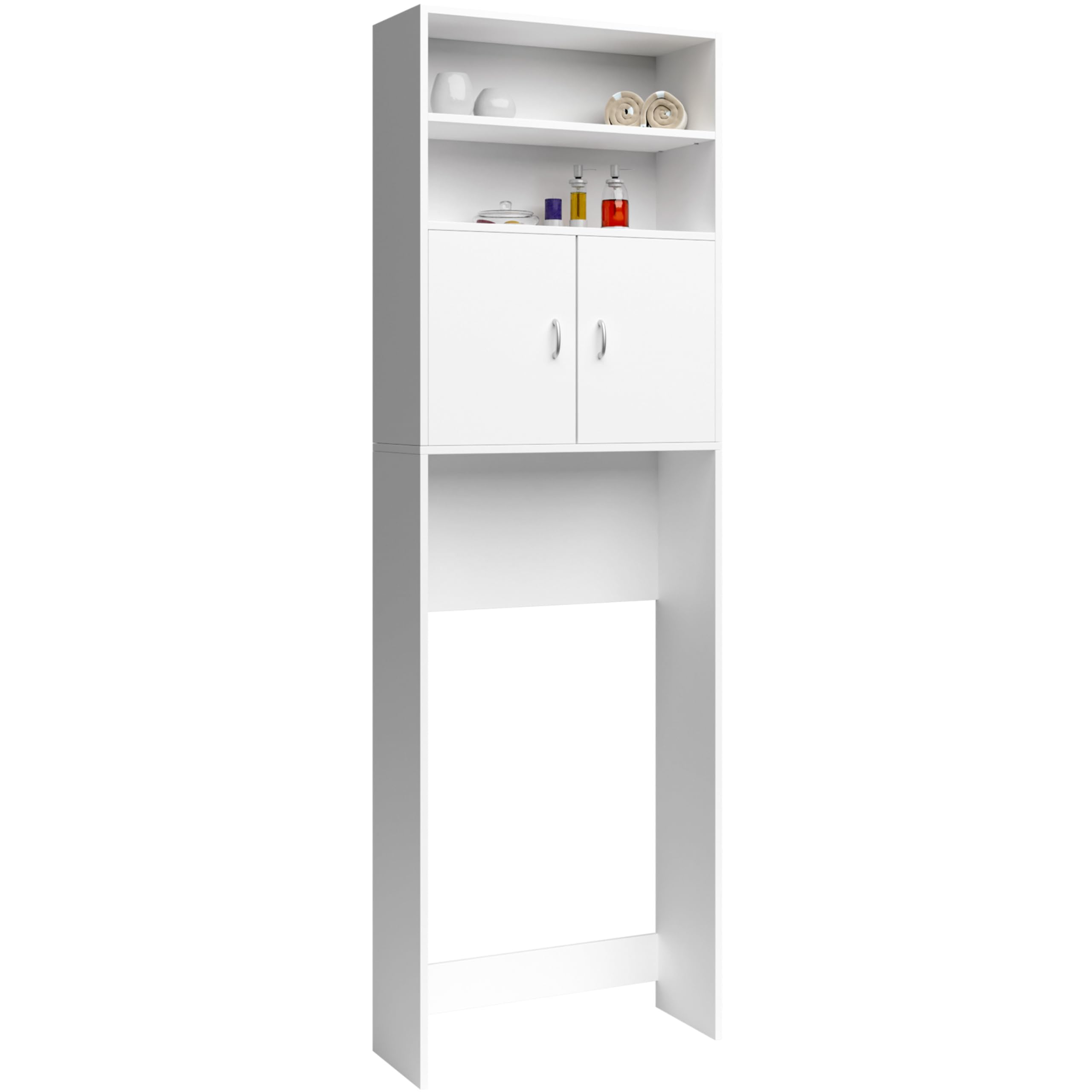 Casaria® Waschmaschinenschrank 185x63x20cm 2 Türen Badschrank Hochschrank Badezimmer Waschmaschine Überbau Bad Regal Weiß