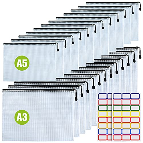 A3/A5 Sizeplastic Mesh Zip File Bags, Waterproof Tear-Resistant Document File Folders,Zipper Documents Pouch Document Organizer Bags For School Office Home Travel Storage #TOP9