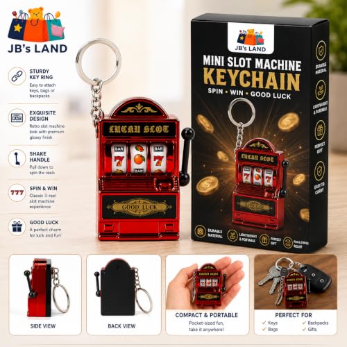 Image of Mini Slot Machine Keychain with Spinning Reels Lucky Game Toy Red Gift | Lucky 777 Design