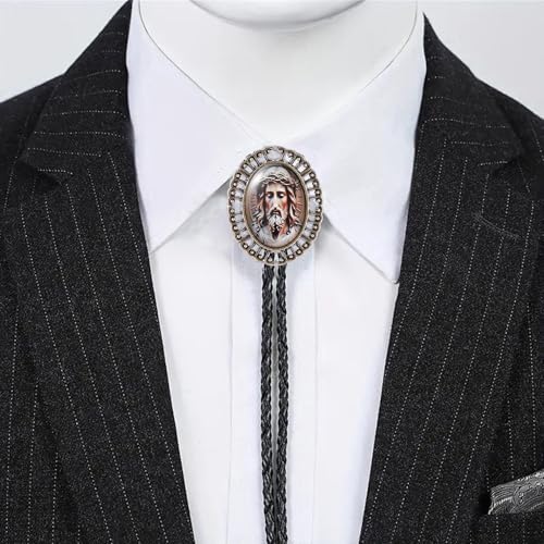 Image of Jeilwiy Bolo Tie for Men Western Cowboy Gothic Bolo Tie Necklace Halloween | Glow in Dark Bolo Tie for Men Women, 3D Halloween Bolo Tie, Gothic Western Ties, String Ties for Men Rodeo Leather Necktie