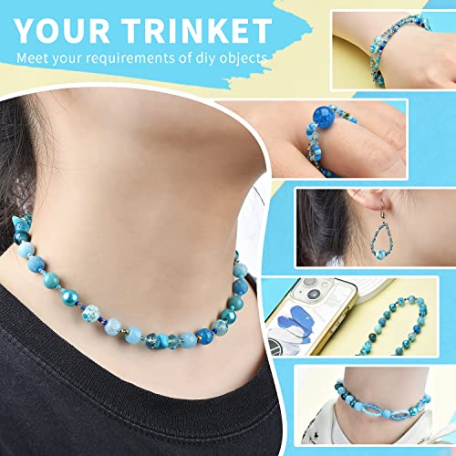 Image of Rired 27 Assorted Craft Beads Bracelet Kit, Columbia Blue Bead Including 7 Types of Round /Glass Pony /Bicone Crystal Beads /Rondelle /Gravel and Seed Beads for Jewelry Making