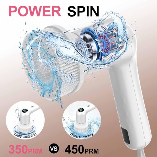 Image of Electric Spin Scrubber, 44 in-lbs High Torque Shower Scrubber & LED Display, 6 in 1, Variable Speed Cordless Shower Cleaner Brush for Cleaning Bathroom, Kitchen, Toilet, Bathtub, Car