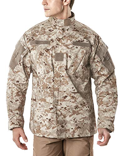 CQR Men's Combat Military Jacket, Water Repellent Ripstop Army Fatigue Field Jacket, Outdoor EDC Tactical ACU Coat, ACU Jacket Marine Desert, Large