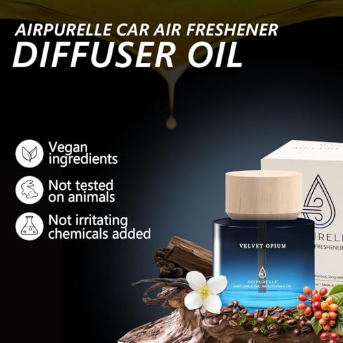 Image of Car Air Freshener 50ML (1.7 FL OZ) Car Air Fresheners Diffuser, Amber Vanilla Fragrance Oil Car Air Freshner, 180+ days Long Lasting Car Perfume, Wooden Cup Design, Made in USA