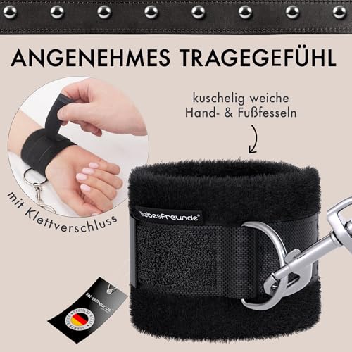 liebesfreunde® Bondage-Set Bett Fesseln Sex-Spielzeug für Paare I Extrem stabiles BDSM Fesselset mit Bettfesseln, Handschellen, Augenbinde