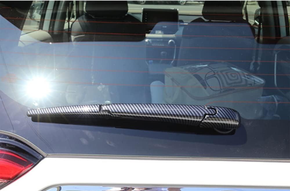 ERIDANUS Auto Accessories Fit for RAV4 2024 2023 2022 2021 2020 2019 Rear Window Windshield Windscreen Wiper Cover Trim (Black Carbon Fiber Style) ABS 3 PCS