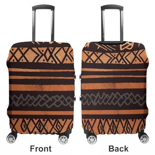 African Mud Cloth Tribal Luggage Cover, Washable Elastic Suitcase Cover Protector Fit 18-32 Inch Luggage3