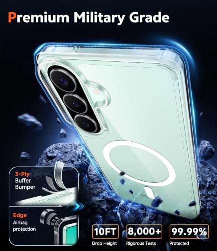 Image of FNTCASE for Samsung Galaxy A27-5G Case: [Screen Protector] Compatible with Magsafe Clear Magnetic Phone Cases Anti Yellowing Slim Rugged Shockproof Protective Transparent Cover (A-Clear)