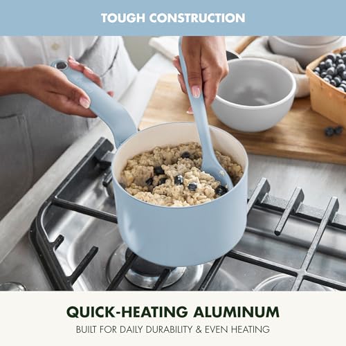 Image of GreenPan Rio Advanced 2QT Saucepan with Lid, Ceramic Nonstick PFAS-Free Pans, Induction Ready, Dishwasher and Oven Safe, Blue