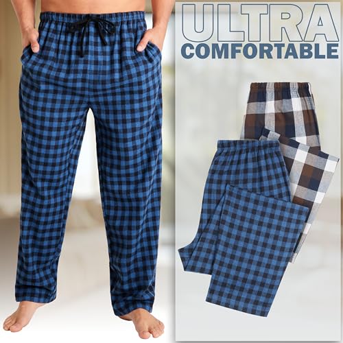 Image of Get Trend 2-Pack Pajama Pants for Men, Teens, M-3XL Lounge Bottoms for Sleepwear, Soft PJ Pants with Pockets, Gifts for Men