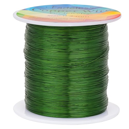 Tarnish Resistant Copper Wires 28 Gauge/0.3mm Thick, 328 Feet Long, Green