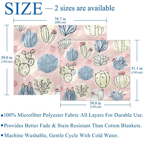 Couverture polaire microfibre cactus 150x200cm pour lit et canapé