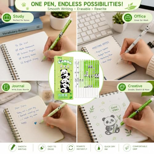 Image of Alokik Luxury Gel Pens and Highlighter 5pcs black Color pen + 1 pcs highlighter Coordinated Design, Signature Pen Set, Writing School Supplies (Cute Panda Erasable Gel Pen Set Of 12)
