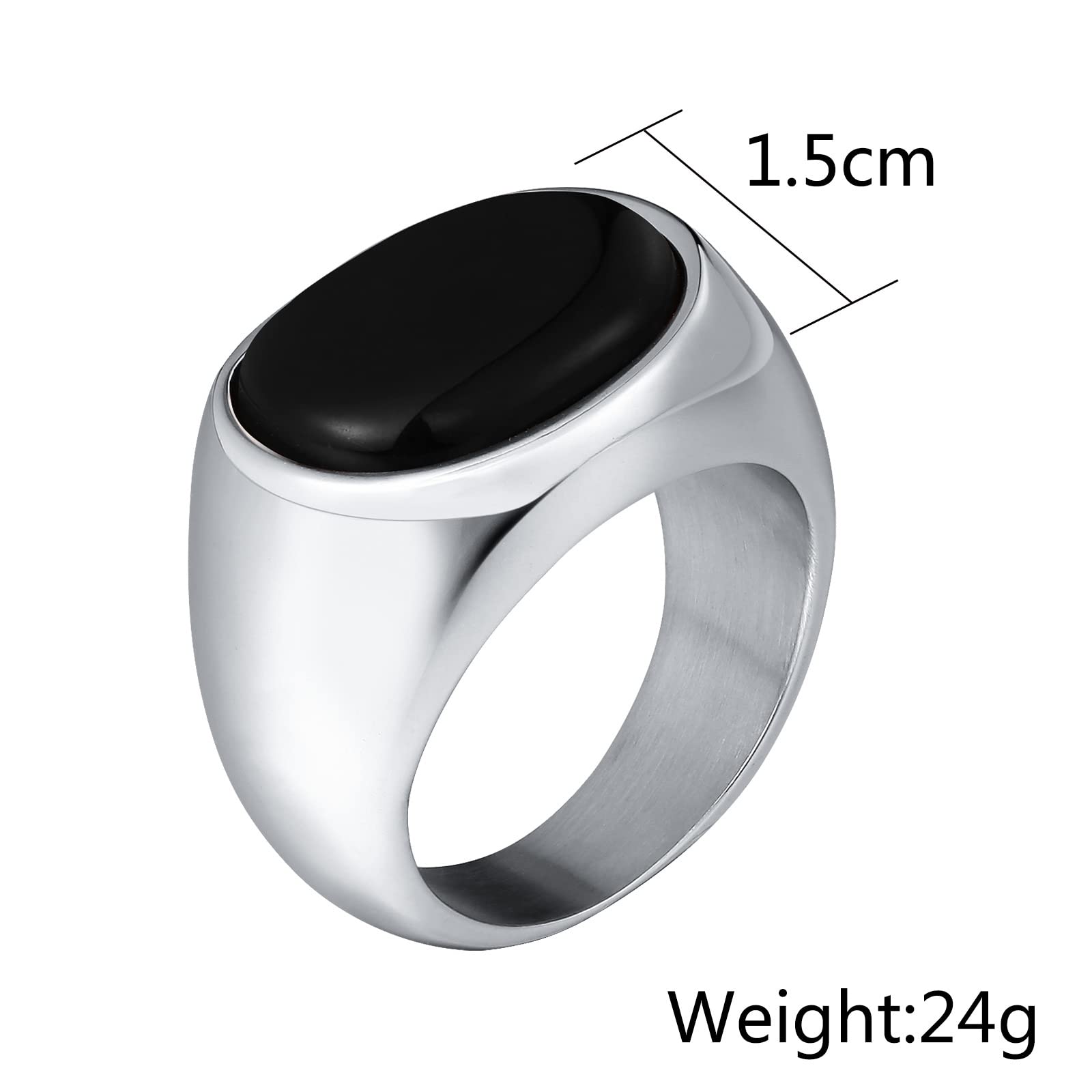 Anello Acciaio Amicizia Anelli Uomo Semplici Anello con Sigillo con Pietra Ovale Anello in Acciaio Nero/Marrone Taglia 15 to 30