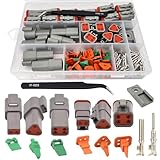 Twippo Deutsch Connector Kit 18 Sets, 2/3/4 Pin DT Connector Kit, Automotive Electrical Waterproof Wire Connectors, Electrical Connectors Kit with 16# Stamped Contacts for Car RV Truck Wiring 22-16AWG