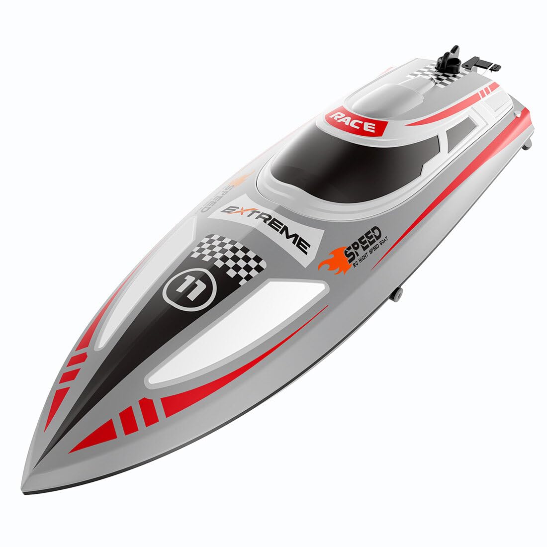 Motoscafo RC ad alta velocità per adulti, 2,4 Ghz 30 km/h, impermeabile, con luci di navigazione notturna e recupero automatico per piscine, fiumi e laghi - RTR