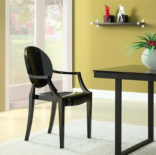 Humanspine Ghost Clear Arm Dining Chair in Black (2)