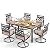 PHI VILLA 7 Pcs Patio Dining Set,Outdoor Table Chair Set for 6 with Outdoor Chairs and Metal Frame Steel Rectangular Table,Outdoor Dining Furniture with Cushion and Pillow for Garden Lawn Deck