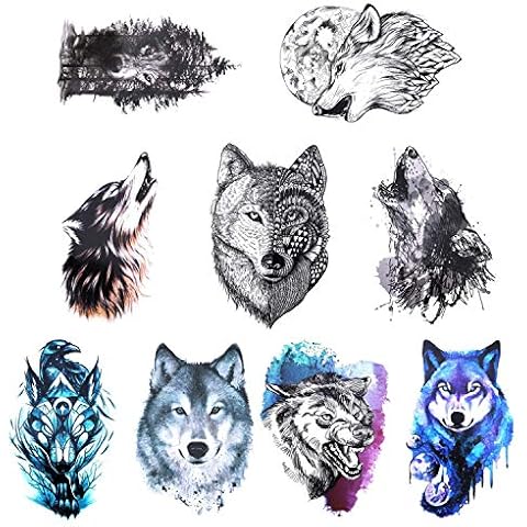 Gwolf 9 hojas de tatuaje de lobo temporal Cover