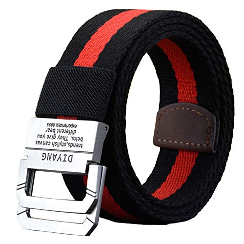 Flygo Mens Canvas Web Belt Double D-Ring Buckle 1.5
