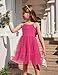 Arshiner Kids Girls Tulle Dress Deep Pink Tutu Party Princess Dresses Formal Graduation Outfit Spring Clothes Size 6