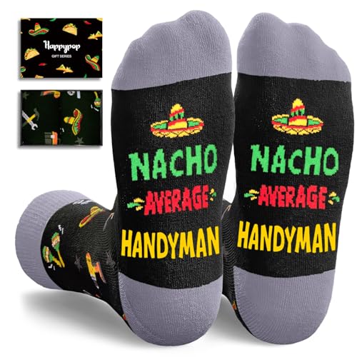 HAPPYPOP Handyman Gifts for Men - Socks for Handy Man Mechanics Construction Worker Carpenter Dad Gifts for Birthday Fathers Day