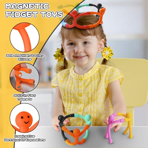 Lrigyeh LH202401001 Cute Magnet Men Toys 5Pcs, Multipurpose Stretchy Fidget Toys For Kids Adults Colorful Magnetic People Travel Toy, Funny Fridge Magnet Cool Office Desk Magnetic Toys Easter Basket Stuffers For Toddler thumb #4