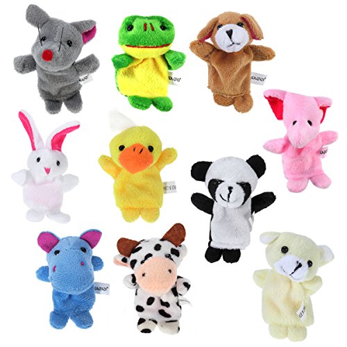 10pcs Different Finger Cartoon Animal burattini in morbido velluto Dolls Toys Props