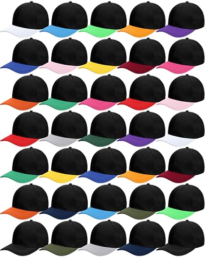Image of Foaincore 36 Pack Blank Baseball Cap Bulk Adjustable Back Strap Sublimation Hats Plain Unisex Trucker Hat for Men Women