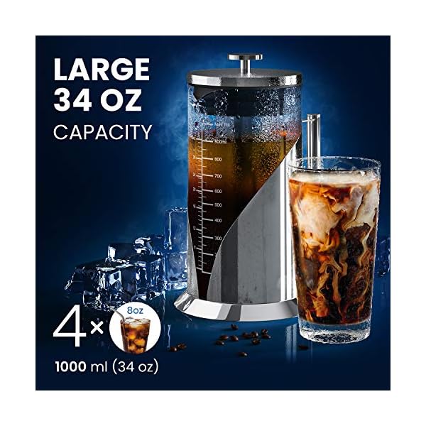 Cafe Du Chateau Cold Brew Coffee Maker 34 Ounces Air Tight Seal