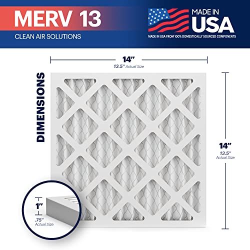 Image of BNX TruFilter 14x14x1 Air Filter MERV 13 (4-Pack) - MADE IN USA - Electrostatic Pleated Air Conditioner HVAC AC Furnace Filters for Allergies, Pollen, Mold, Bacteria, Smoke, Allergen, MPR 1900 FPR 10