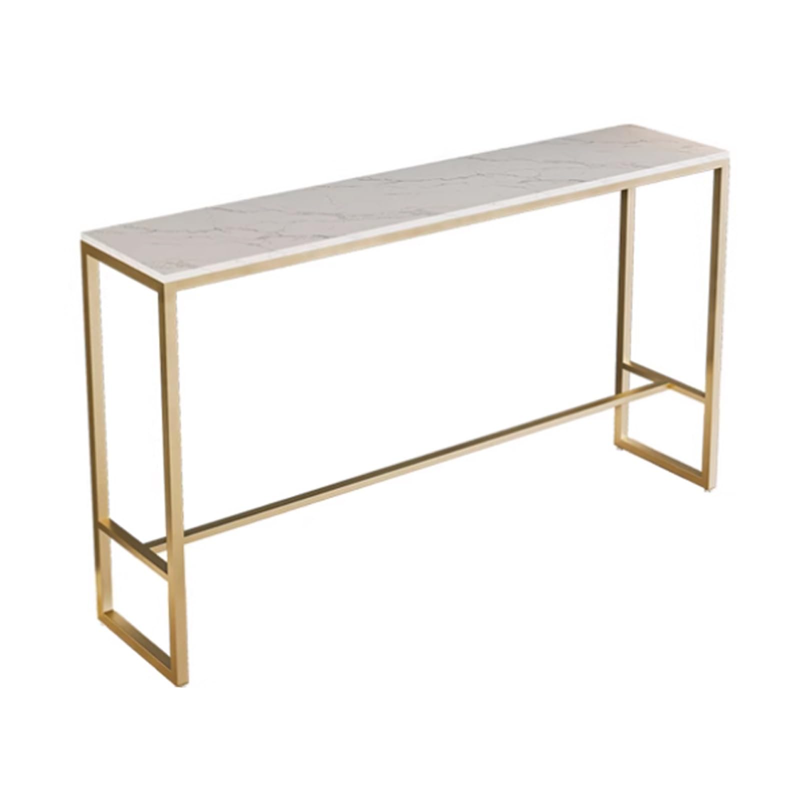 Table de bar industrielle moderne avec base en métal, parfaite pour les petits espaces, la cuisine ou l'extérieur, table de comptoir avec tables d'appoint blanches 140 cm x 40 cm x 80 cm