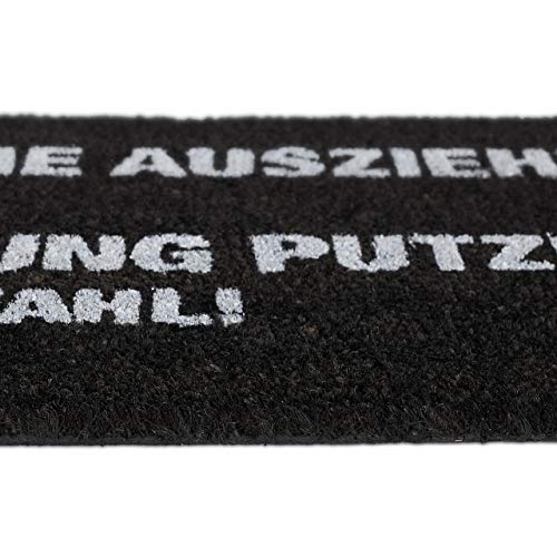 Relaxdays Fußmatte Kokos 'Schuhe ausziehen oder Wohnung putzen - Deine Wahl!', außen & innen, Türmatte 60x40 cm, schwarz