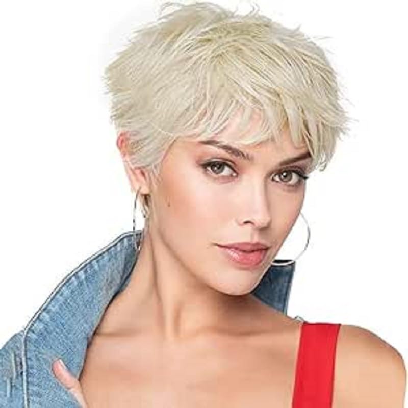 Short Blonde Wig for Women Blonde Pixie Wig for Women Synthetic Short Wig