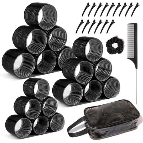 36 Pièces Bigoudis Cheveux Set, 18 Rouleaux Cheveux Chauffant Heatless Curling avec 3 Tailles avec 15 Pinces à Cheveux et 1 Peigne pour Salon de...
