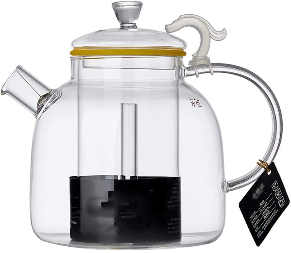 Habiba Tea Kettle 1.9L Modern Household Teapot Heat Resistant Transparent Glass Tea Kettle With Infuser Juice Coffee Large Capacity Container Household