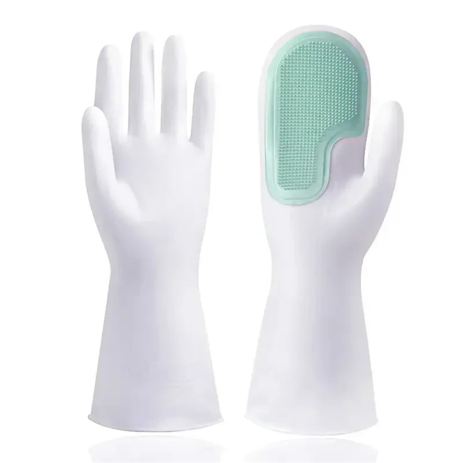 Guanto di Gomma 2 Paia di Guanti in Gomma Impermeabili Multifunzione, Guanti in Lattice, Guanti for la Pulizia della Cucina, lavori Domestici, Lavaggio dei Piatti, Guanti riutilizzabili(Green)